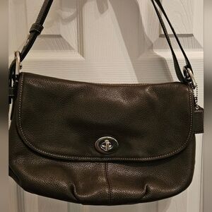 Vintage Coach Legacy Dark Brown Pebble Leather Women Shoulder Bag & Crossbody